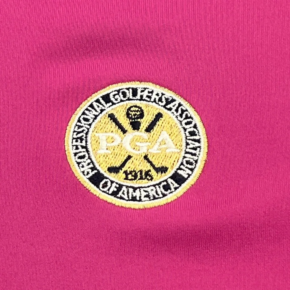 adidas Polo Shirt Men Large Pink Solid Golf PGA Golfers South Florida Puremotion